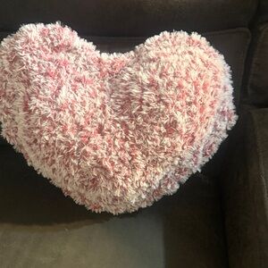 Red and white Heart-Shaped Fuzzy Pillow